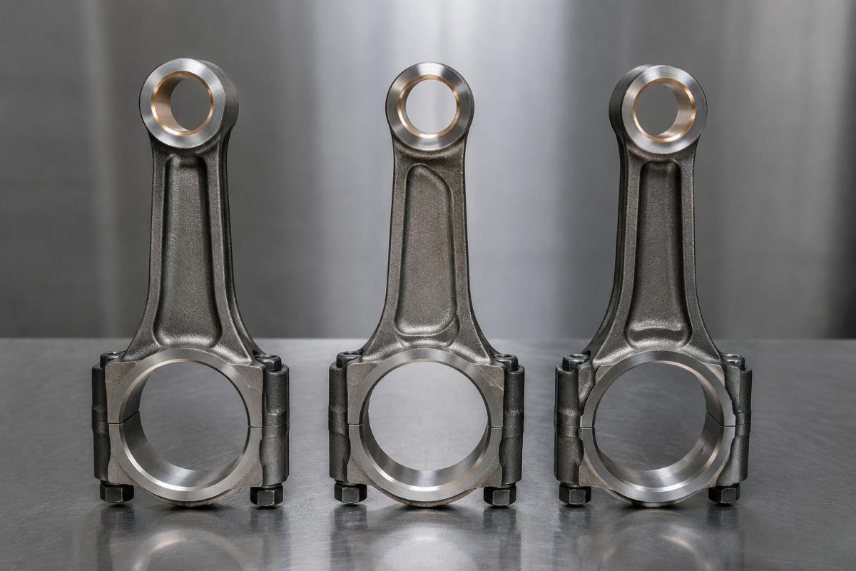 Connecting rod model compatibility markings Side by side comparison of three connecting rods with different model fit markings