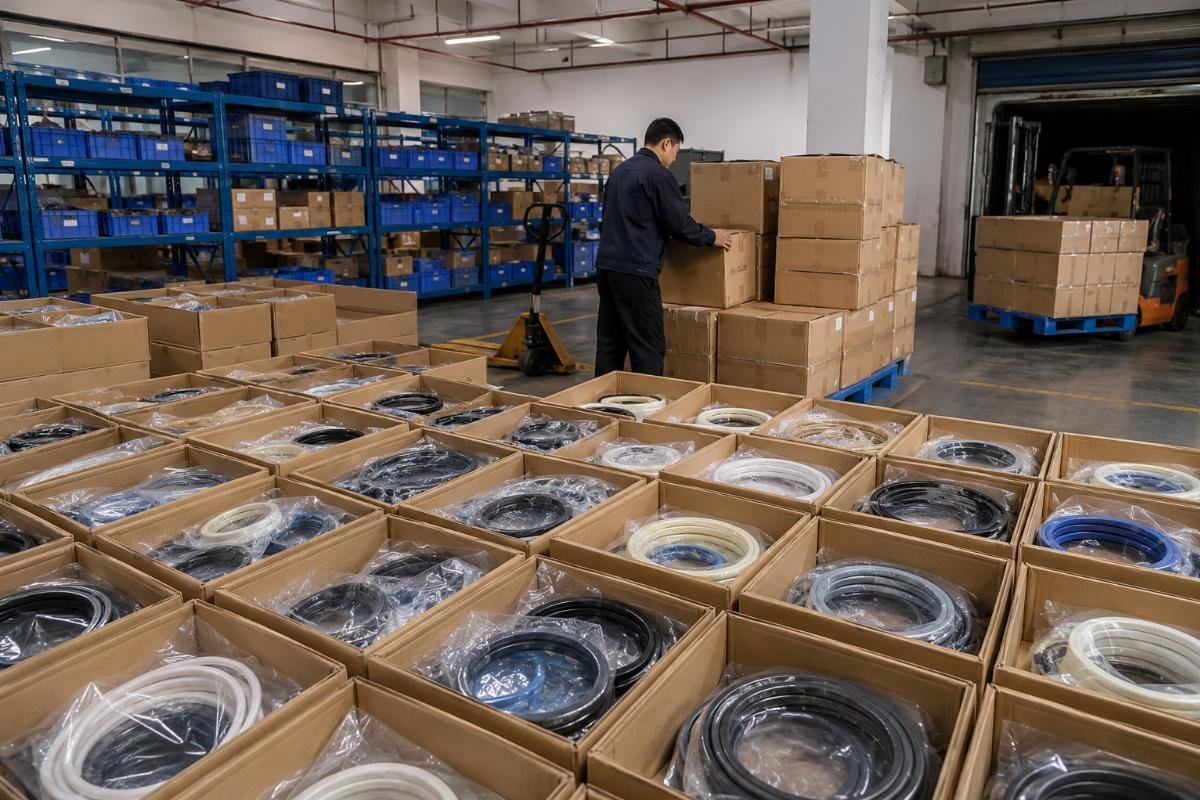 fast seal kit order dispatch Guangzhou warehouse inventory of hydraulic cylinder seal kits ready for dispatch
