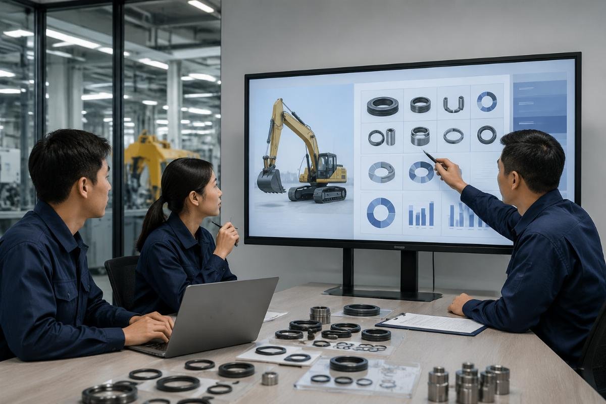 Matching sourcing terms to your excavator seal kit business type Three customer segment teams reviewing sourcing term options on a digital dashboard