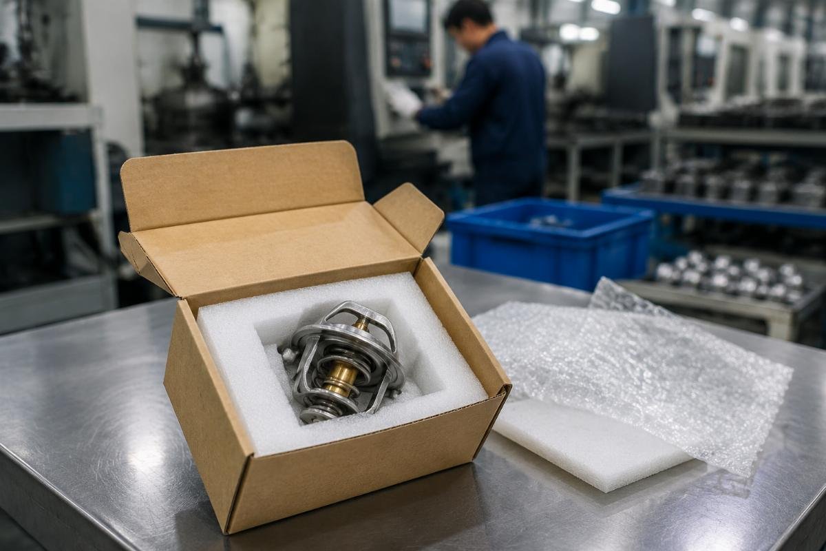 Single unit excavator thermostat order for urgent repair needs A single excavator thermostat packaged for fast international shipping